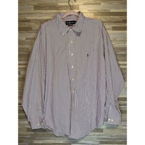 Ralph Lauren Men's Purple & White Striped Long Sleeve Button Down Size 18 #312